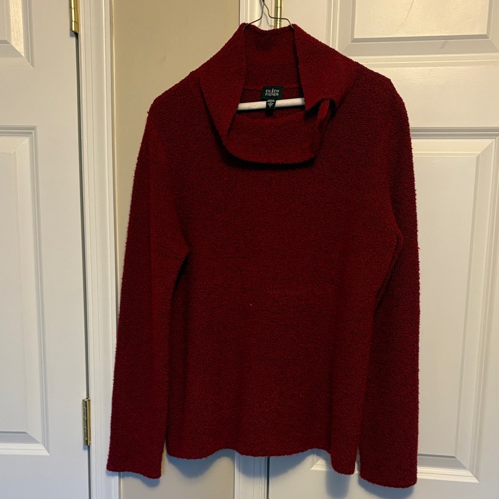 Eileen Fisher Rich Red Cowl Neck Sweater